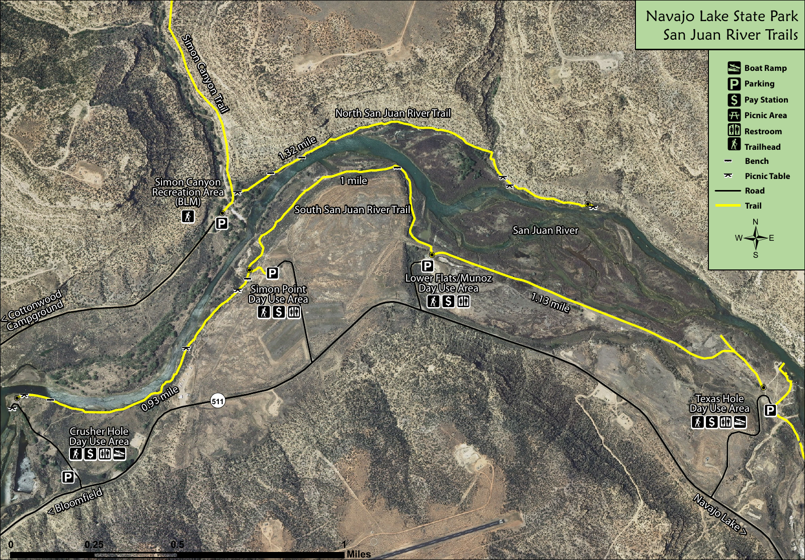 Official State Parks regional map showing Texas Hole, Lower Flats and Crusher Hole, with no proposed property marked